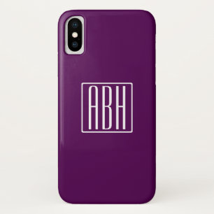 Anfangsbuchstaben Monogramm Weiß auf Tiefpurpur Case-Mate iPhone Hülle