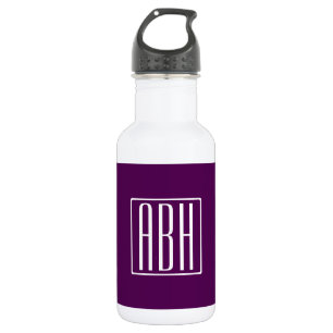 Anfangsbuchstaben Monogramm Weiß auf Tiefpurpur Edelstahlflasche