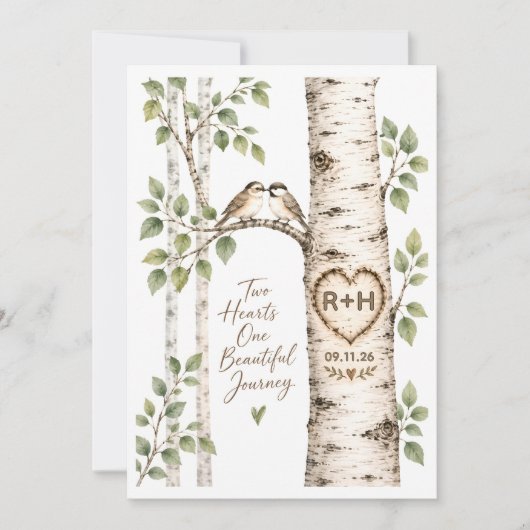 Anfangsbuchstaben Natur Hochzeit | Birkenhochzeit Feiertagskarte (Vorderseite)