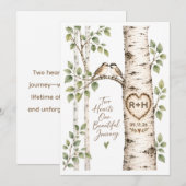 Anfangsbuchstaben Natur Hochzeit | Birkenhochzeit Feiertagskarte (Vorne/Hinten)