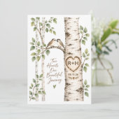 Anfangsbuchstaben Natur Hochzeit | Birkenhochzeit Feiertagskarte (Stehend Vorderseite)
