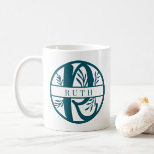 Anfangsbuchstaben R Aquamarine Split Monogramm Kaffeetasse
