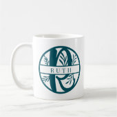 Anfangsbuchstaben R | Aquamarine Split Monogramm Kaffeetasse (Links)