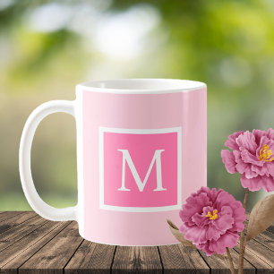 Anfangsbuchstaben Rosa und Weiß Kaffeetasse