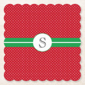 Anfangsbuchstaben, rot-grün, weiße Polka-Punkte Untersetzer (Vorderseite)