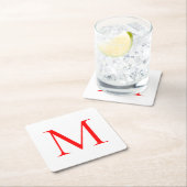 Anfangsbuchstaben rot mit Monogramm beruflich Rechteckiger Pappuntersetzer (Vor Ort)