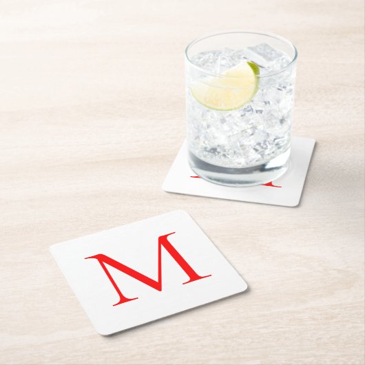 Anfangsbuchstaben rot mit Monogramm beruflich Rechteckiger Pappuntersetzer (Vor Ort)