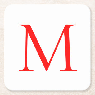 Anfangsbuchstaben rot mit Monogramm beruflich Rechteckiger Pappuntersetzer