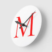 Anfangsbuchstaben rot mit Monogramm beruflich Runde Wanduhr (Winkel)
