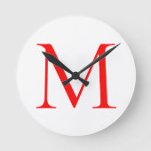 Anfangsbuchstaben rot mit Monogramm beruflich Runde Wanduhr (Vorderseite)