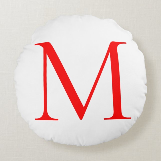 Anfangsbuchstaben rot mit Monogramm beruflich Rundes Kissen (Vorderseite)