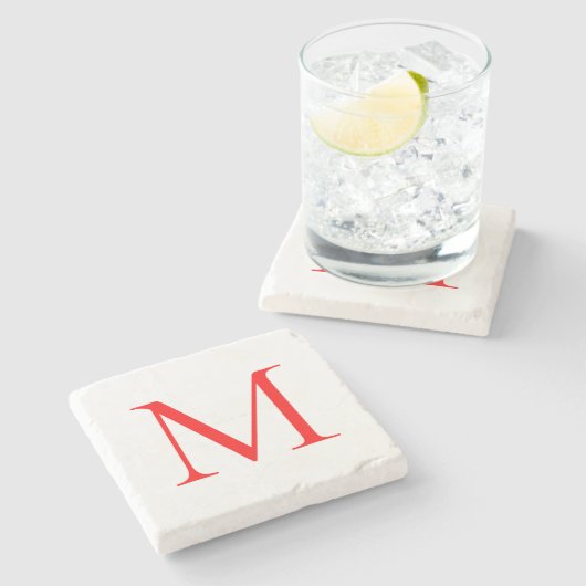 Anfangsbuchstaben rot mit Monogramm beruflich Steinuntersetzer (Seitenansicht)