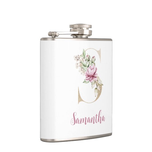 Anfangsbuchstaben S, Goldbuchstaben S, Monogramm S Flachmann (Rechts)