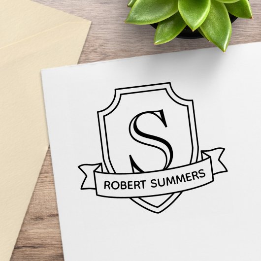 Anfangsbuchstaben Schild und Band Gummistempel