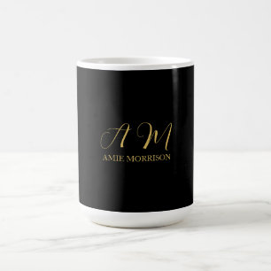 Anfangsbuchstabenname für Schwarz-Gold-Farben Mono Kaffeetasse