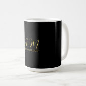 Anfangsbuchstabenname für Schwarz-Gold-Farben Mono Kaffeetasse (VorderseiteRechts)