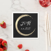 Anfangsdatum der Schwarz-weißen Gold-Wreath-Monogr Serviette (Beispiel)