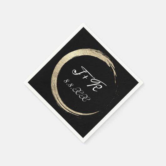 Anfangsdatum der Schwarz-weißen Gold-Wreath-Monogr Serviette (Ecke)