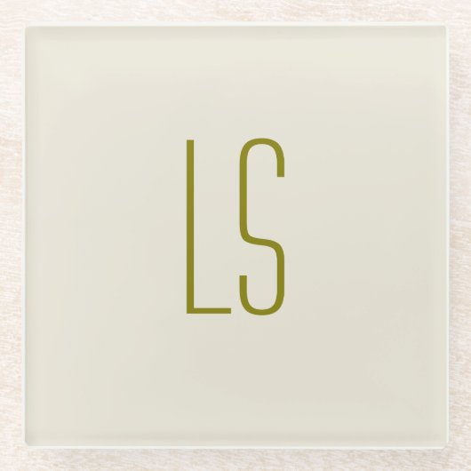 Anfangseinfaches, grünes Monogramm Glasuntersetzer (Vorderseite)