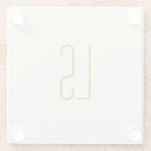 Anfangseinfaches, grünes Monogramm Glasuntersetzer (Rückseite)