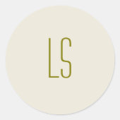 Anfangseinfaches, grünes Monogramm Runder Aufkleber (Vorderseite)