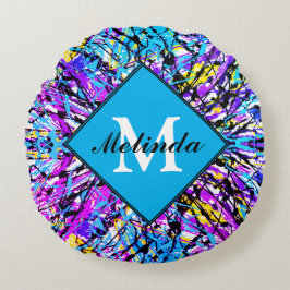 Anfangsfarben des Lebensmittels Vivid Abstrakt Art Rundes Kissen