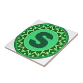 Anfangsgrünes Buchstabenamensalphabet s des Fliese (Seite)