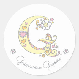 Anfangskennzeichen für G-individuelle Name Runder Aufkleber