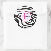 Anfangskleber Zebra und Hot-Pink Runder Aufkleber (Tasche)