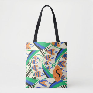 Anfangskunst-Deko-blaues Grün-orange graue Tasche