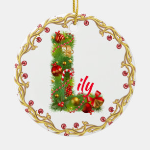 Anfangsl mit Monogramm Weihnachtsverzierung Keramik Ornament