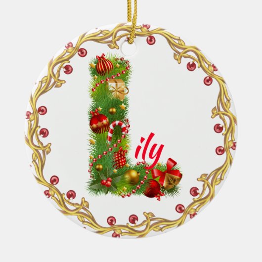 Anfangsl mit Monogramm Weihnachtsverzierung Keramik Ornament (Vorne)