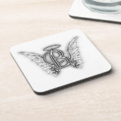 Anfangsletzterer des Engels-Alphabet-B Wings Halo Getränkeuntersetzer (Linke Seite)