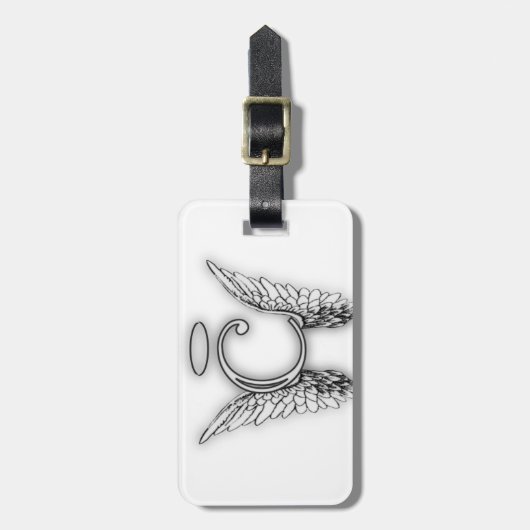 Anfangsletzterer des Engels-Alphabet-C Wings Halo Gepäckanhänger (Vorderseite vertikal)