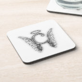 Anfangsletzterer des Engels-Alphabet-C Wings Halo Untersetzer (Linke Seite)