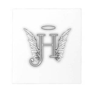 Anfangsletzterer des Engels-Alphabet-H Wings Halo Notizblock