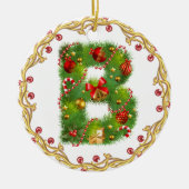 Anfangsmit Monogramm Verzierung b Weihnachts- Keramikornament (Vorne)