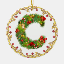 Anfangsmit Monogramm Verzierung c Weihnachts- Keramikornament