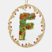 Anfangsmit Monogramm Verzierung f Weihnachts- Keramik Ornament (Links)