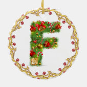 Anfangsmit Monogramm Verzierung f Weihnachts- Keramik Ornament (Hinten)