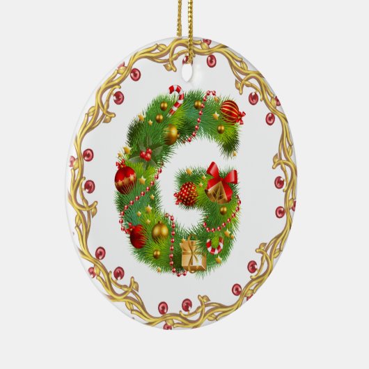 Anfangsmit Monogramm Verzierung g Weihnachts- Keramik Ornament (Rechts)