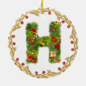 Anfangsmit Monogramm Verzierung h Weihnachts- Keramikornament (Hinten)