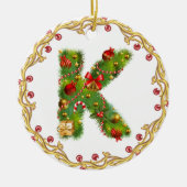 Anfangsmit Monogramm Verzierung k Weihnachts- Keramik Ornament (Vorne)