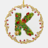 Anfangsmit Monogramm Verzierung k Weihnachts- Keramik Ornament (Hinten)