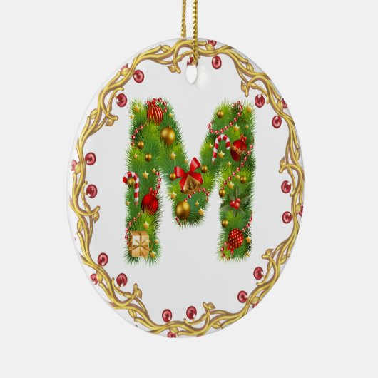 Anfangsmit Monogramm Verzierung m Weihnachts- Keramikornament (Rechts)