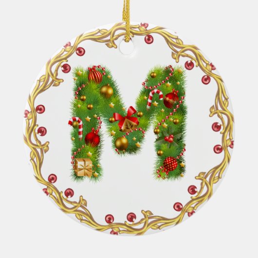 Anfangsmit Monogramm Verzierung m Weihnachts- Keramikornament (Hinten)
