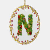 Anfangsmit Monogramm Verzierung n Weihnachts- Keramik Ornament (Rechts)