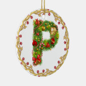 Anfangsmit Monogramm Verzierung p Weihnachts- Keramikornament (Rechts)