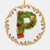 Anfangsmit Monogramm Verzierung p Weihnachts- Keramikornament (Hinten)