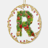 Anfangsmit Monogramm Verzierung r Weihnachts- Keramikornament (Links)